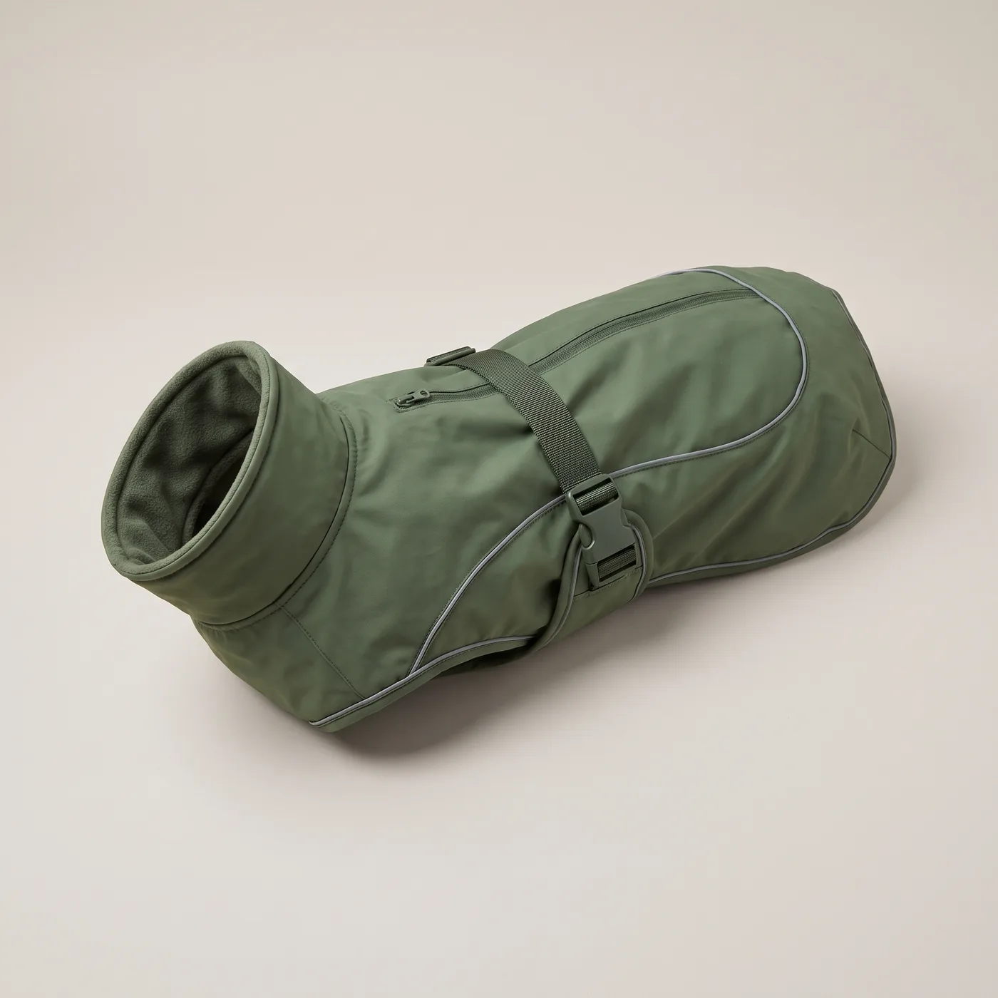 Dog wearing the Fell Coat in moss